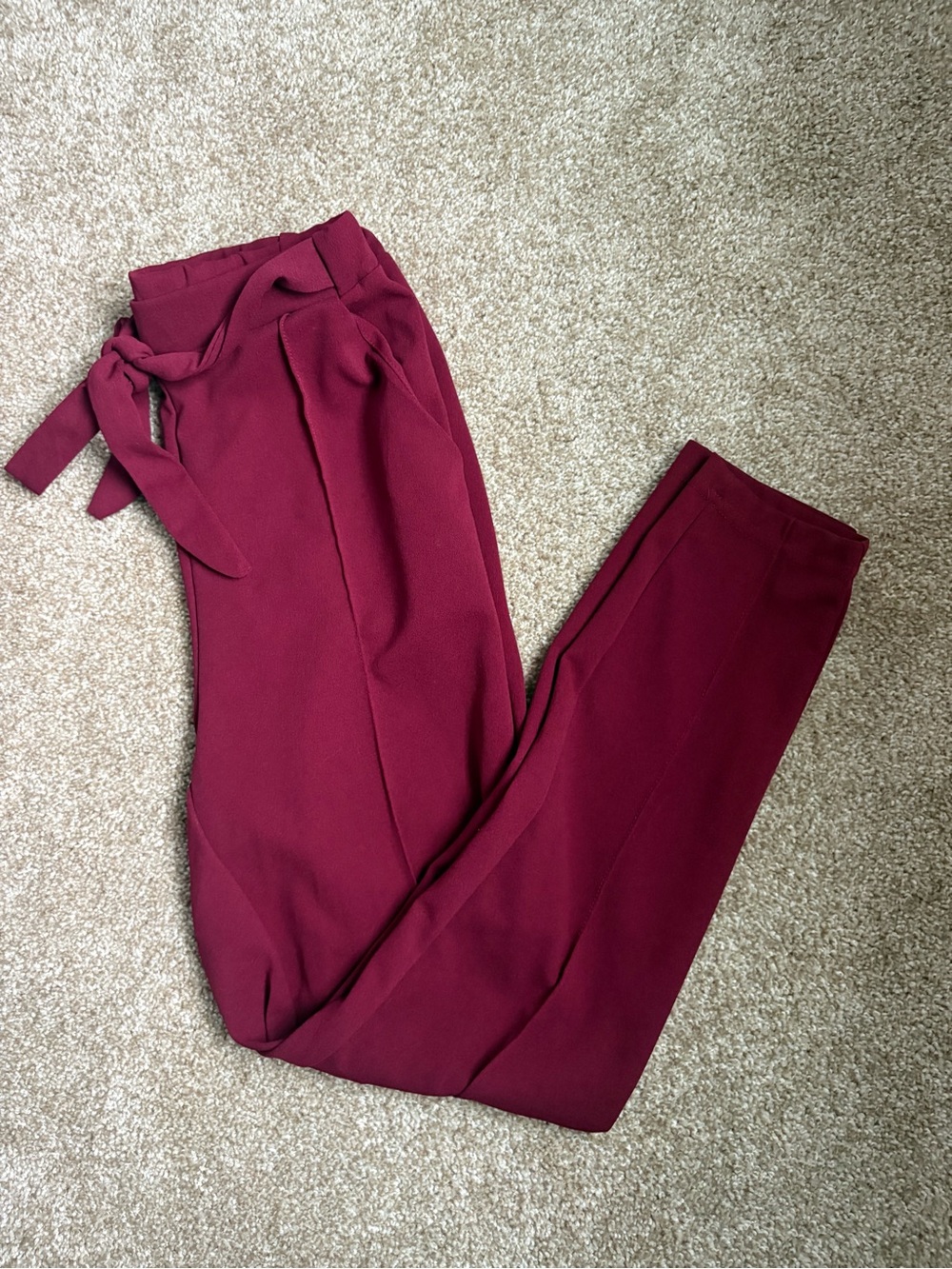 Burgundy High-Waist Pants